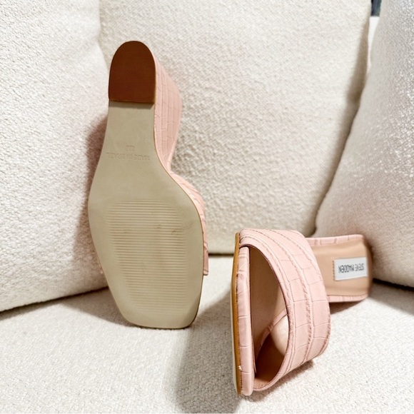 NEW Steve Madden Veles Pale Pink Croc Wedge Sandals sz 8 - Picture 10 of 10